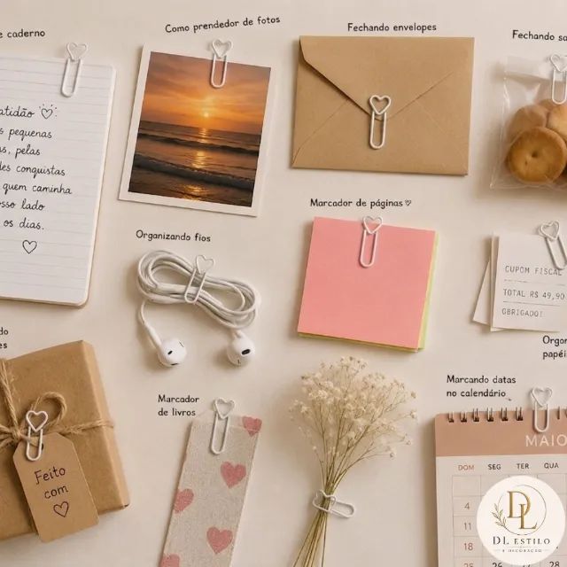 Kit com 10 Clips Coração Duas Cores - Foto 5