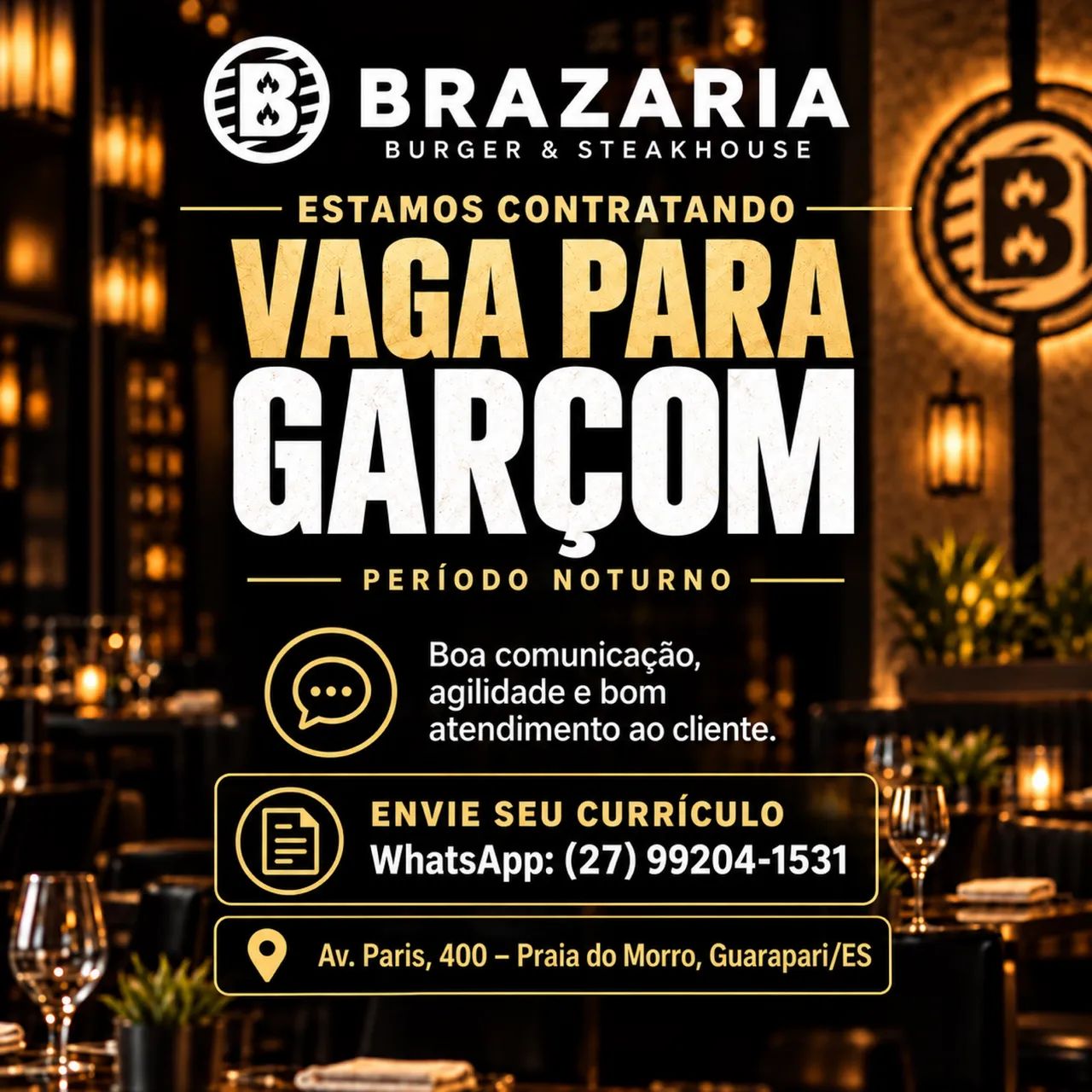 Vaga para garçom 