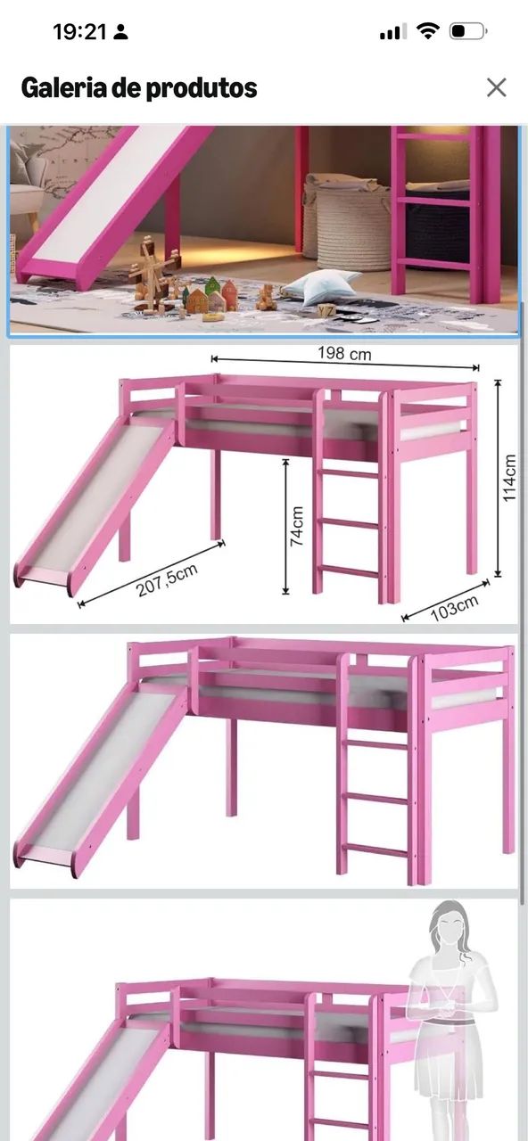 Cama rosa com escorregador - Foto 4