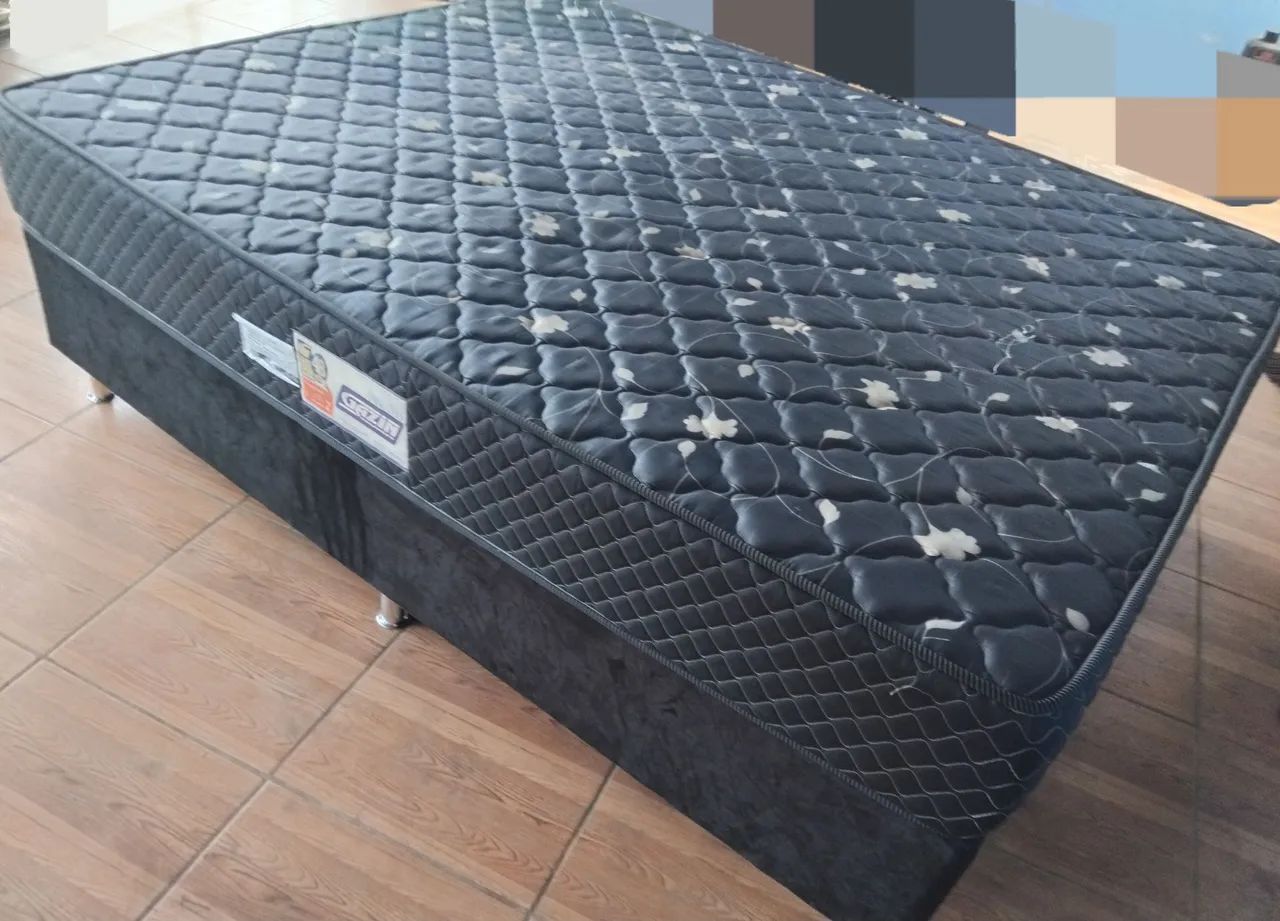 Cama box casal tamanho quem com colchão de espuma 