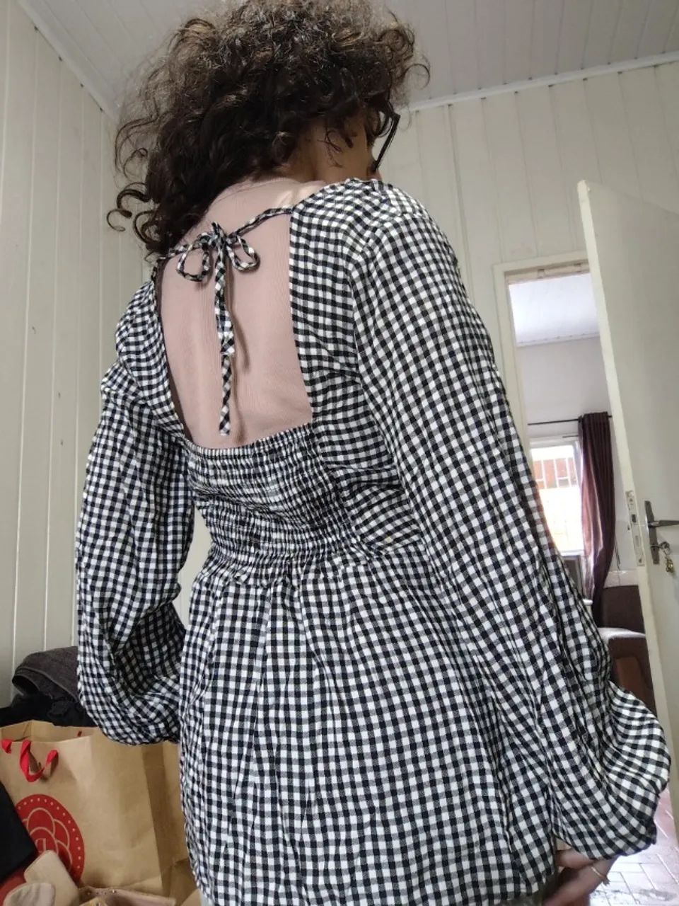 Blusinha xadrez mangas bufantes  - Foto 4