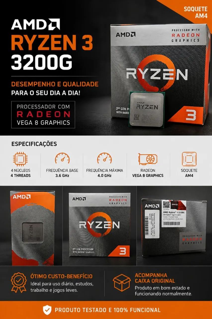 Processador AMD Ryzen 3 3200G com Radeon Vega 8