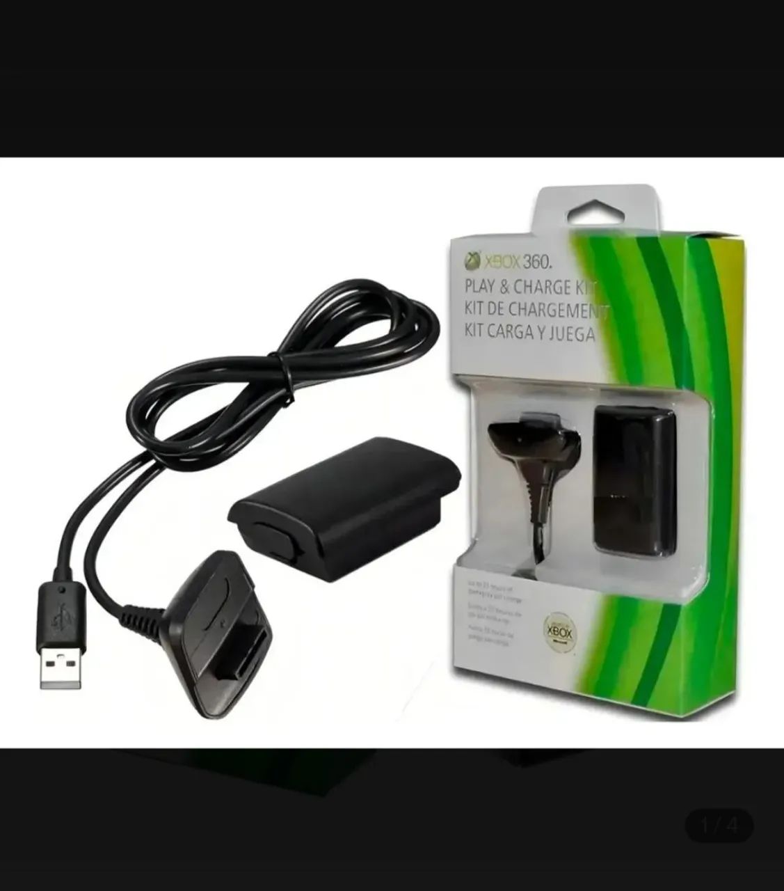 Kit Carregador Controle XBOX 360 Cabo + Bateria - Foto 3