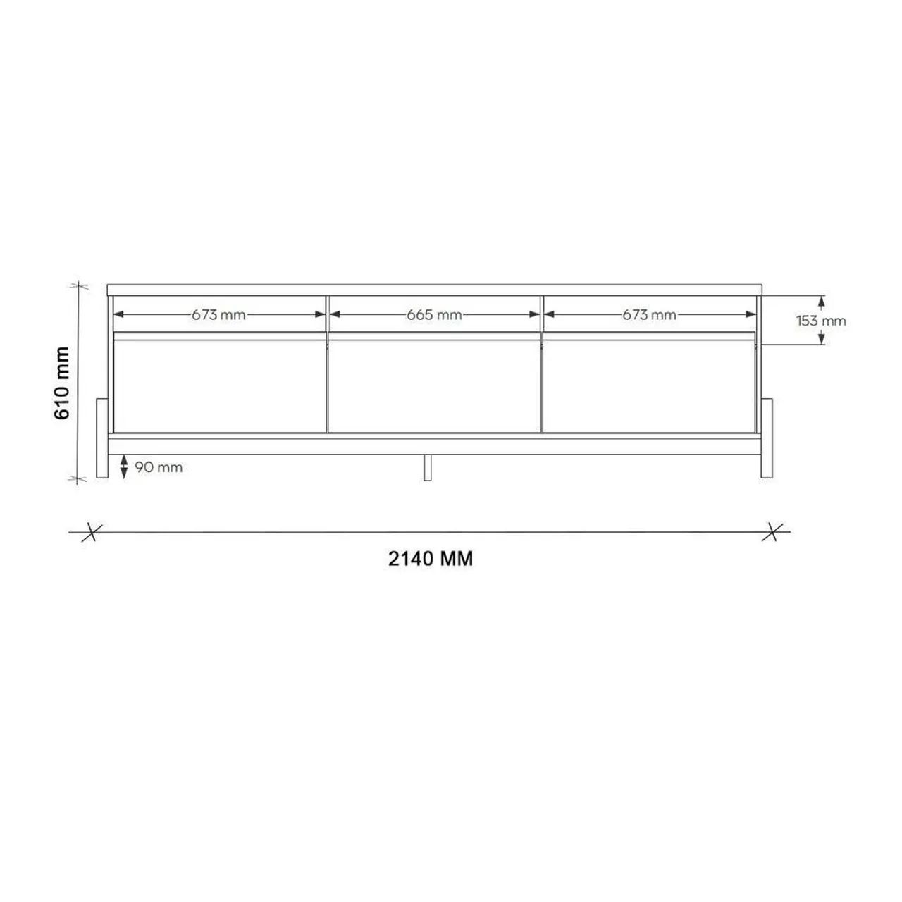 Rack 2.1 Elegance para TV até 75 polegadas 1 Porta 2 Gavetas Off/Jequitibá - Lukaliam<br> - Foto 4