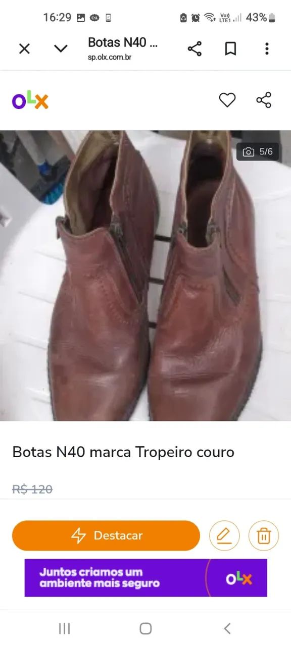 Botas N40  marca Tropeiro couro  - Foto 2