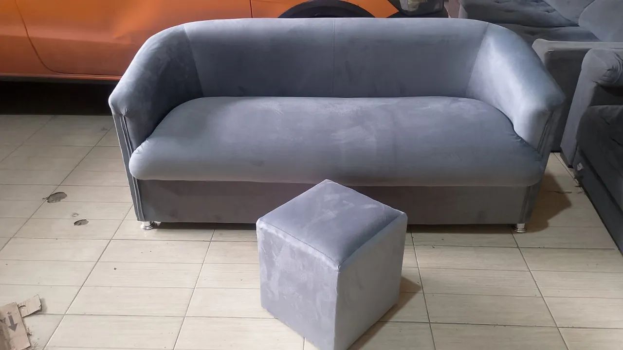 Sofazinho 3 lugares Cinza Suede - Foto 2