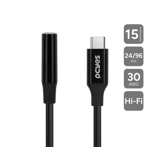 Cabo adaptador de áudio P3 para USB-C PCYES