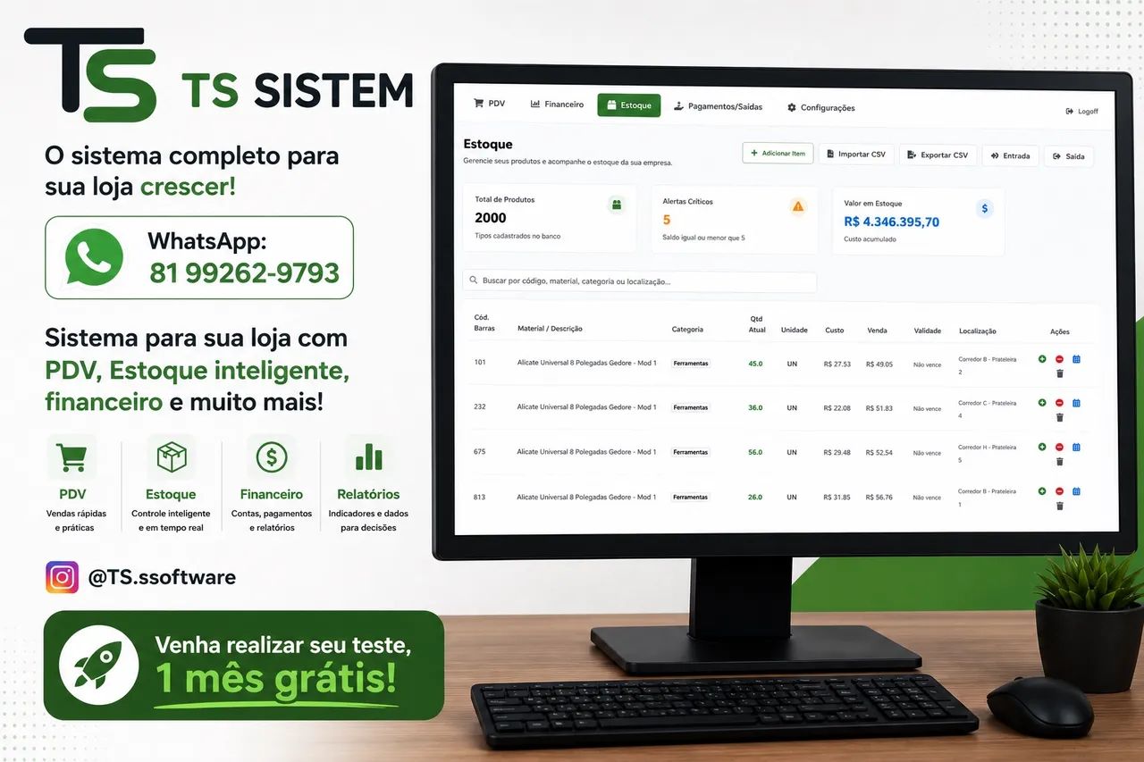     TS SISTEM X - Controle sua Loja, Estoque, Fiado e Vendas