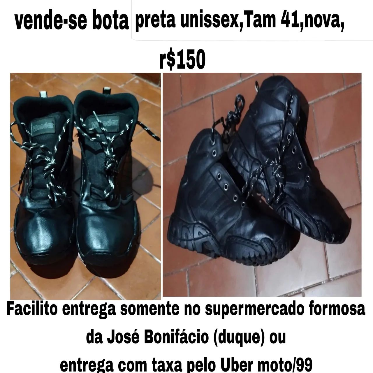 Bota preta Tam 41 nova r$150(valor final)