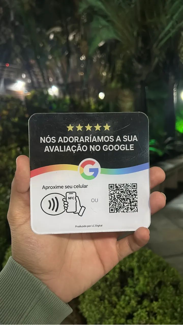 Placa avaliação de google NFC