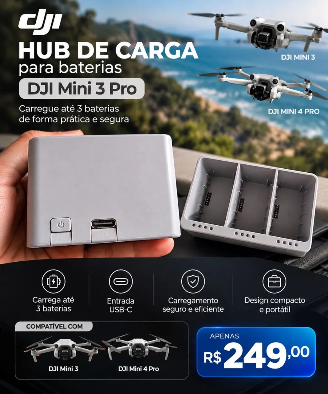 Hub carga Drone Dji Mini 3 Pro