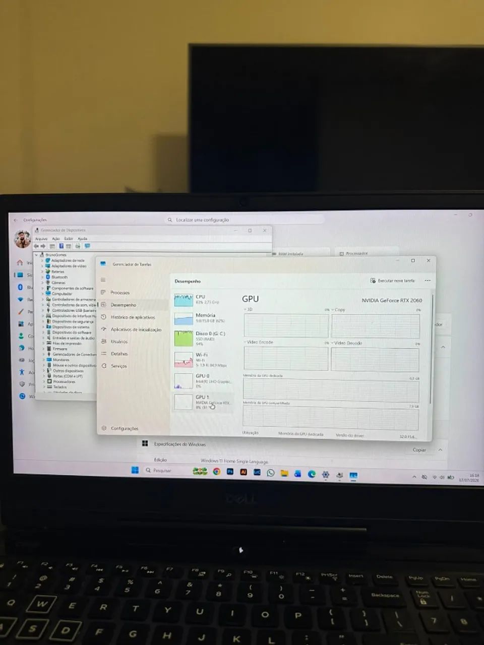 Notebook Gamer Dell G5 5590 RTX2060