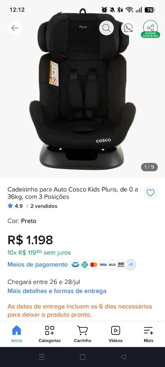 Cadeirinha Cosco Kids Pluris - Foto 5