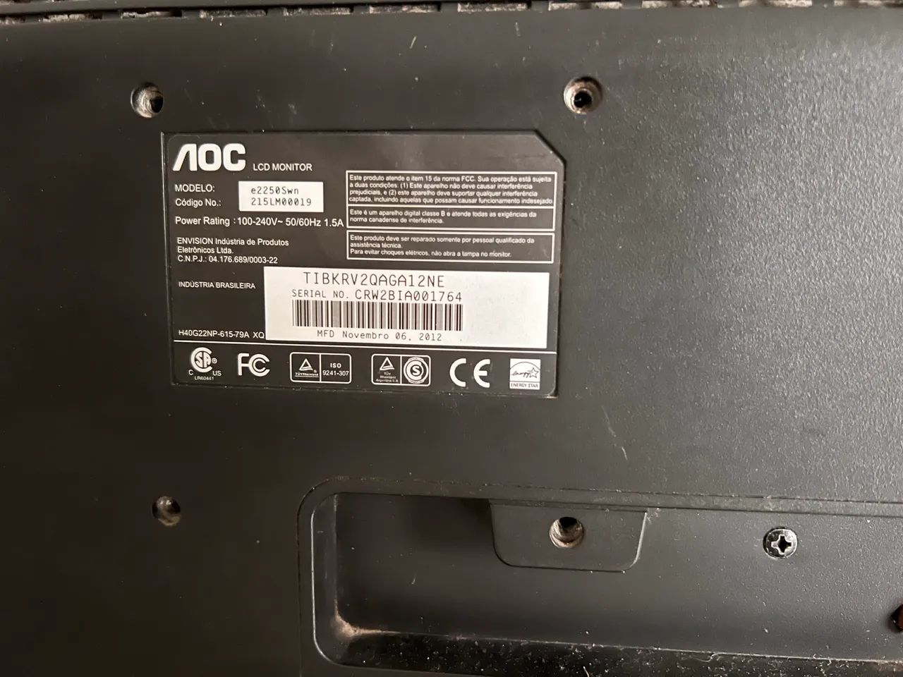  Monitor AOC 21,5" Full HD e2250Swn - Funcionando 100% - Foto 4