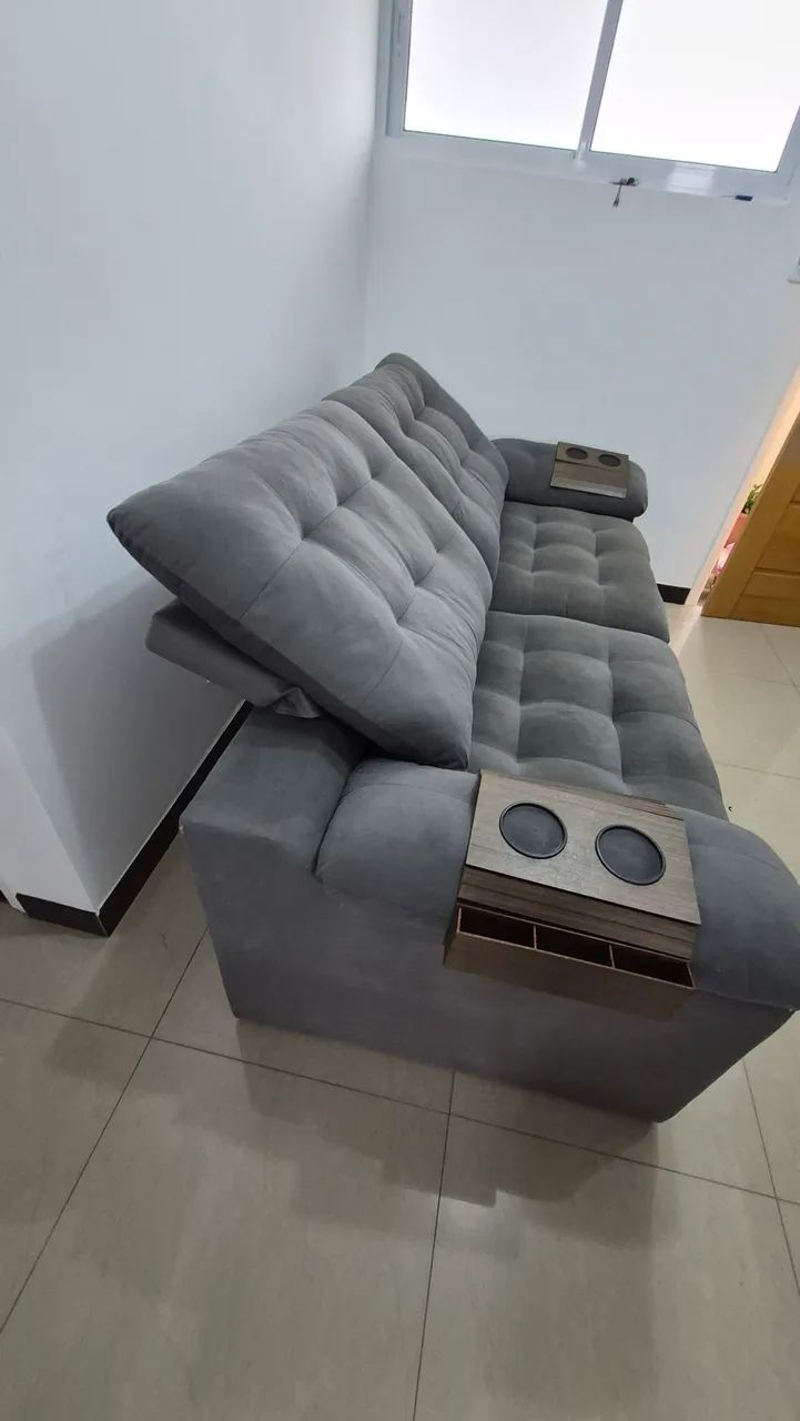 Sofa retrátil e reclinável Cinza 3 lugares - São Judas e região  - Foto 2