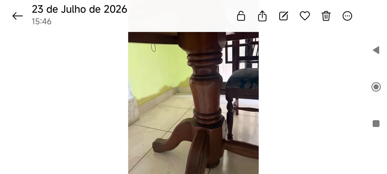 Mesa de madeira maciça com tampo de mármore travertino  - Foto 4