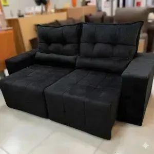 Sofá Retrátil e Reclinável Lisboa Preto (Entrega Grátis)