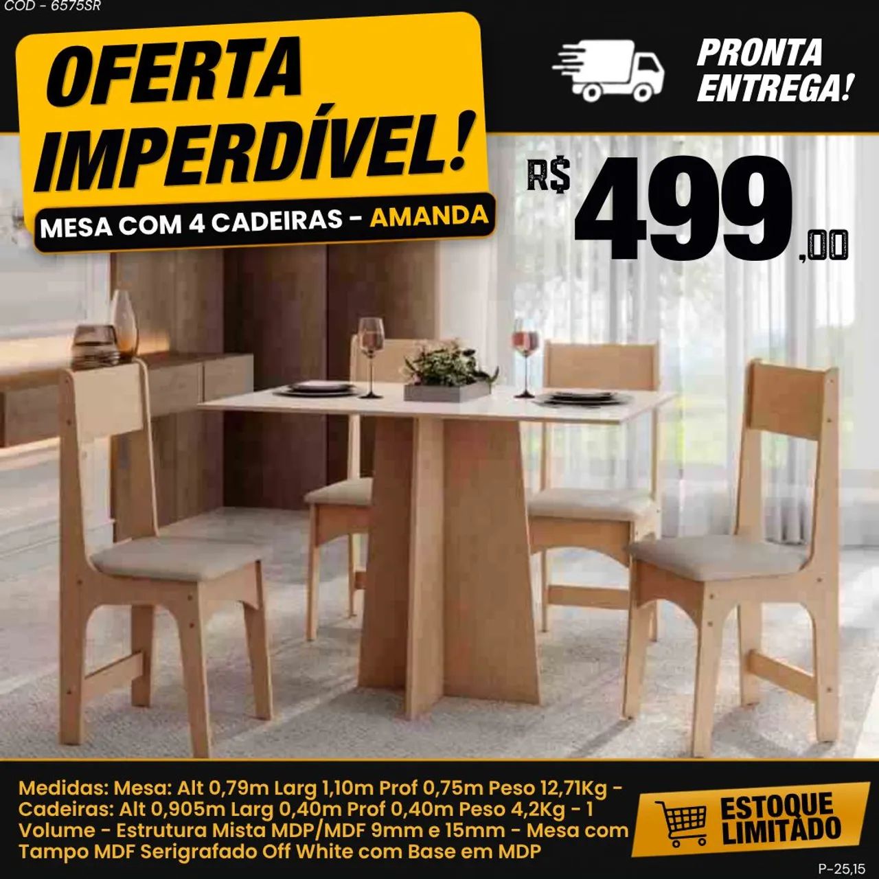 Mesa com 4 cadeiras - ENTREGA IMEDIATA  - Foto 4