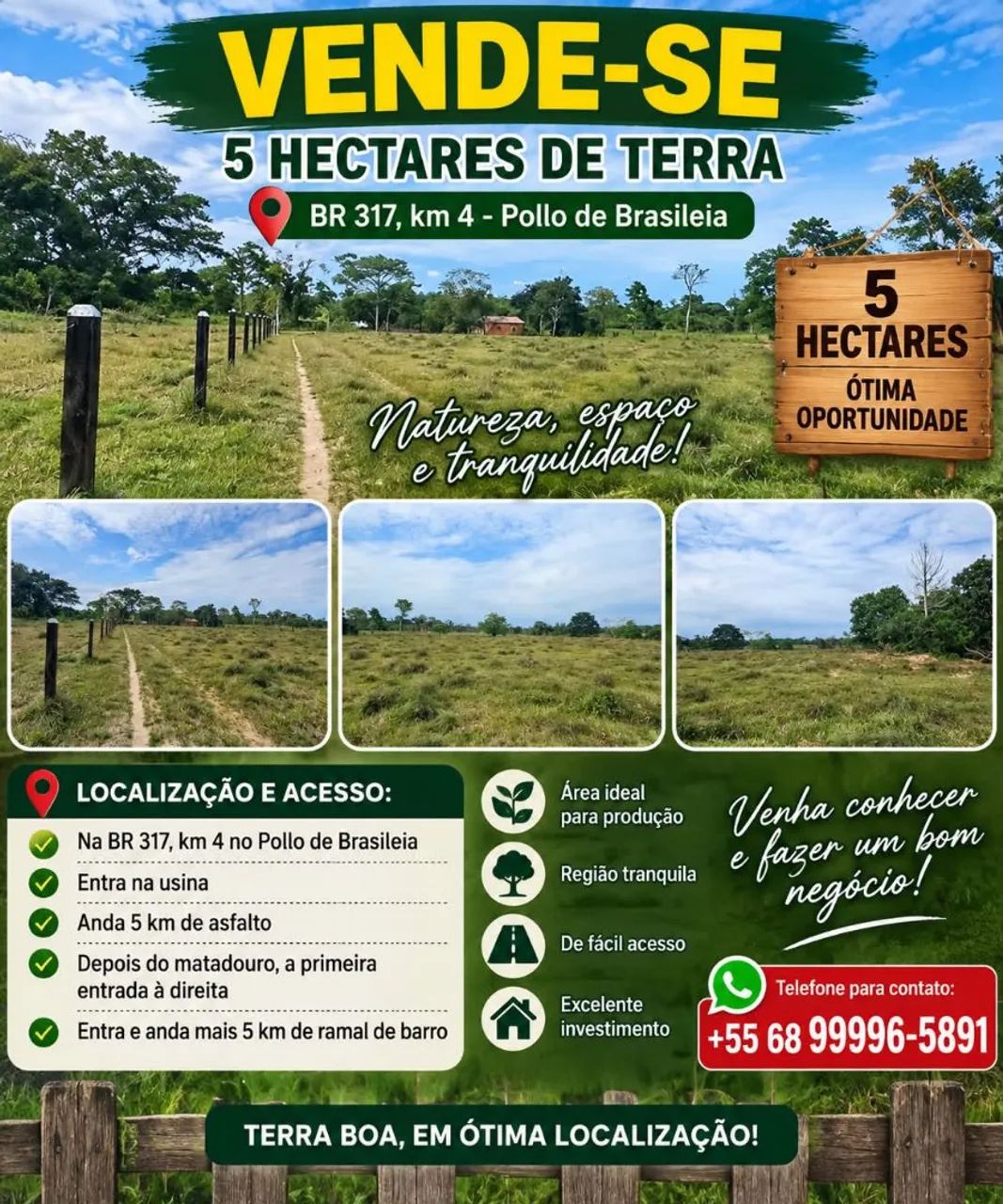Chácara no Polo de brasileia, a 10 km da cidade 