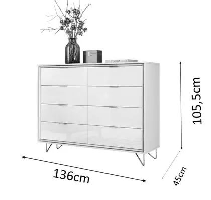 Cômoda Premium Lukaliam - Branco Brilho Branco - Foto 3