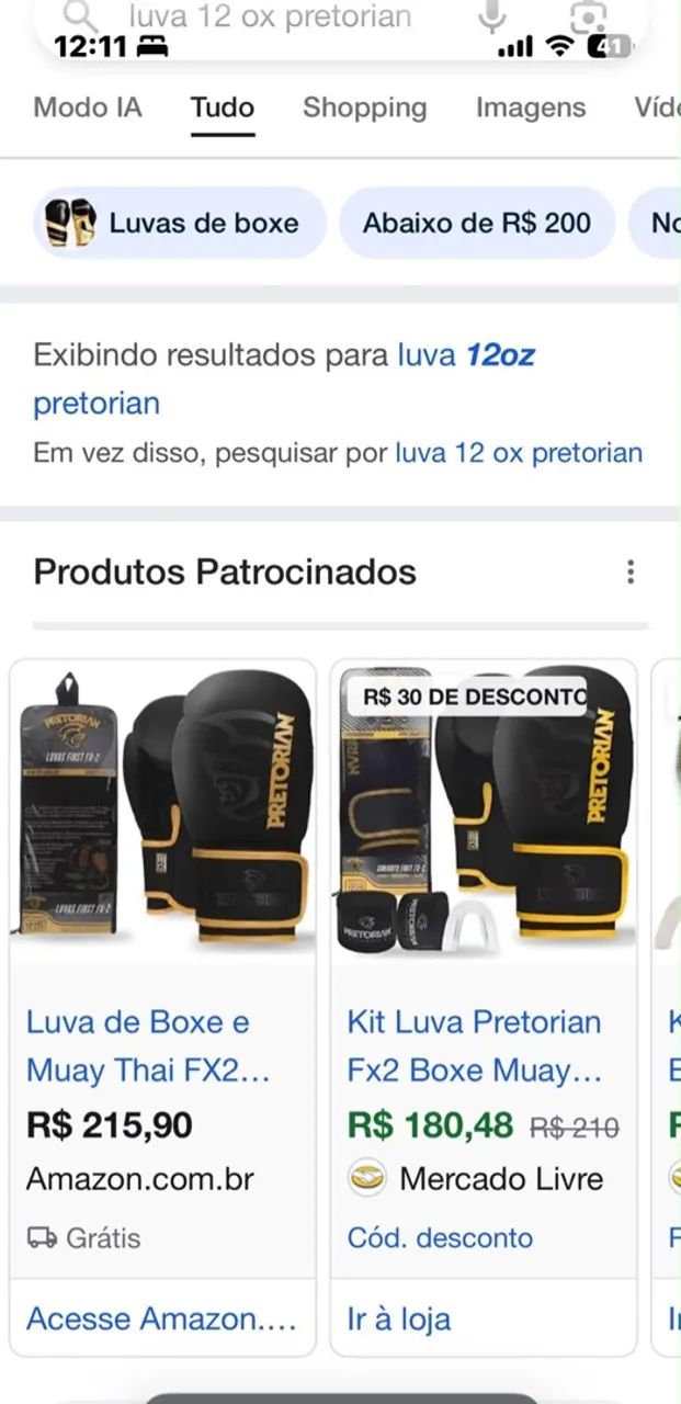 luva de boxe/muay thai pretorian 12oz nova e protetor bucal - Foto 2