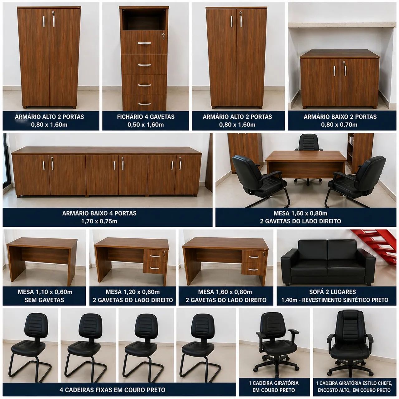 OPORTUNIDADE Móveis de Escritório Completo Minas Office MDF 25mm + Cadeiras + Sofá