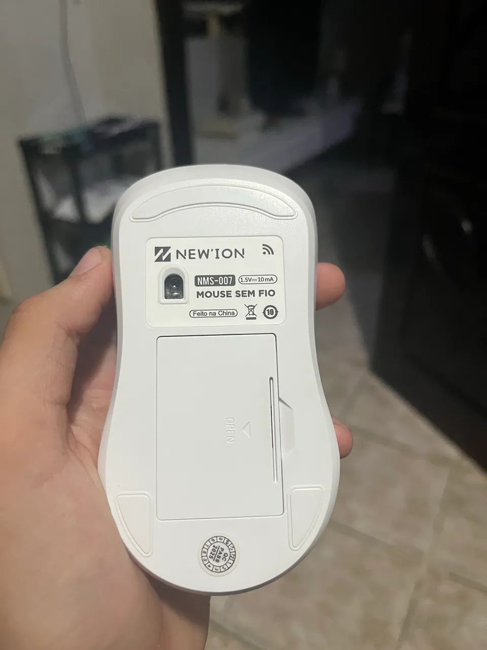 Mouse Sem Fio New?ion NMS-007 Branco (Com Conector USB) - Foto 3