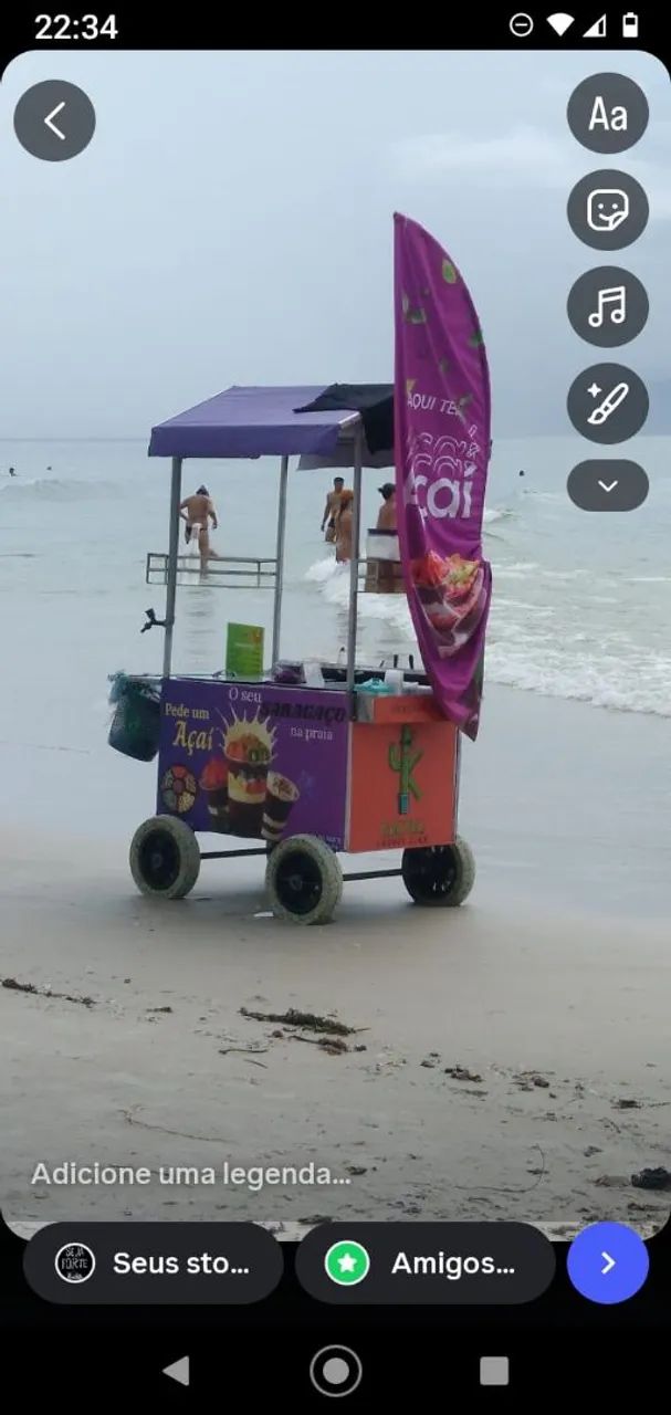 Carrinho de açaí e drinks para ambulante 