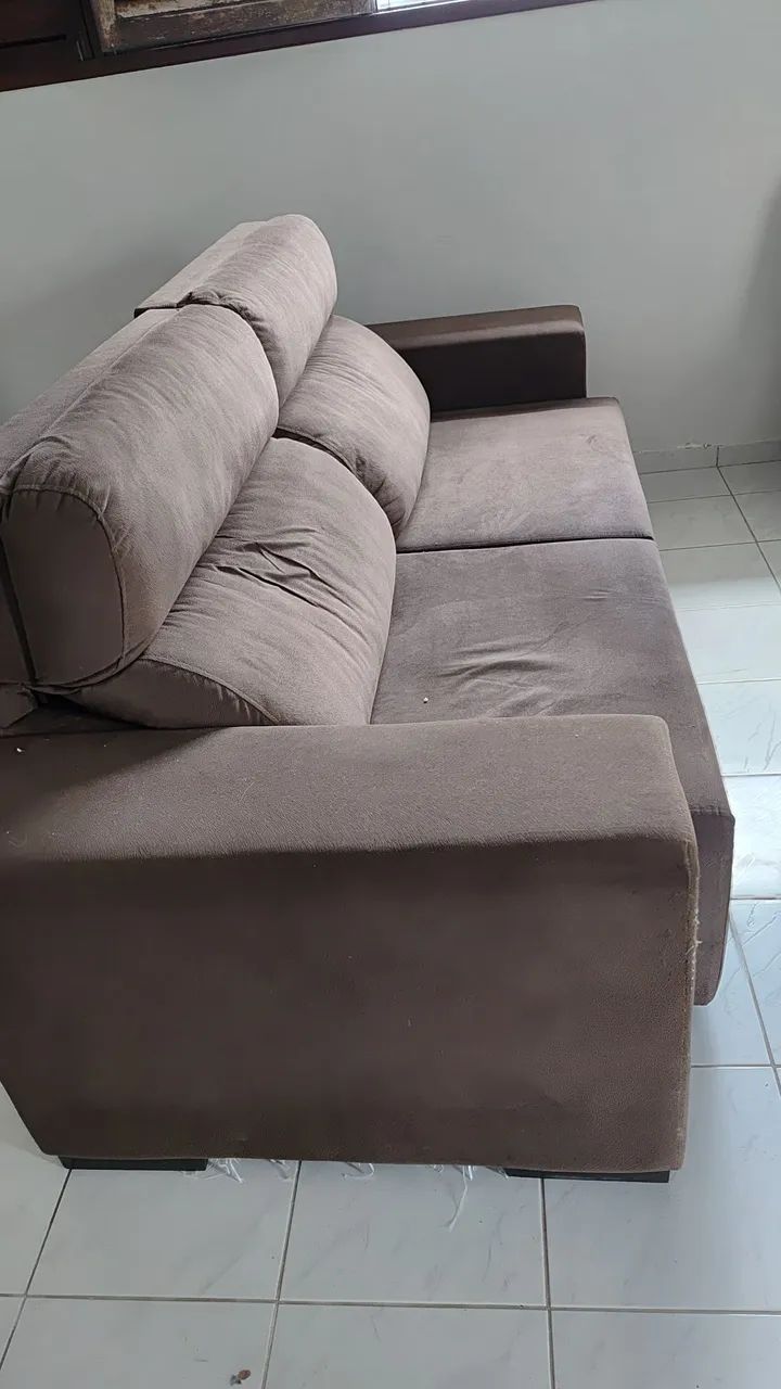 Sofá 4 Lugares Retrátil e Reclinável - Marrom Suede (Confortável) - Foto 3