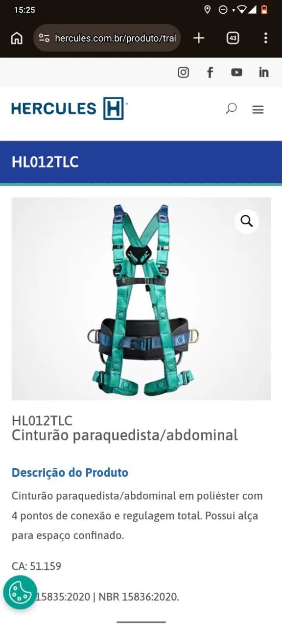 Vendo como cinto de segurança com talabarte da marca Hércules. - Foto 3