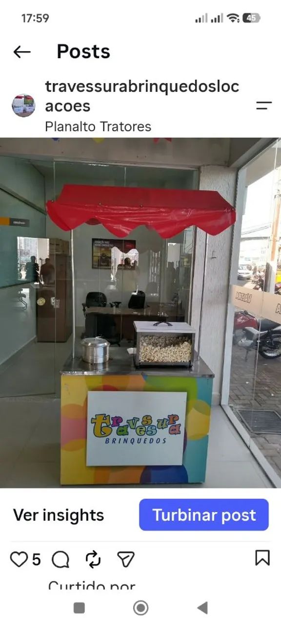 Aluga barracas com pipoca, algodão doce e outras coisas
