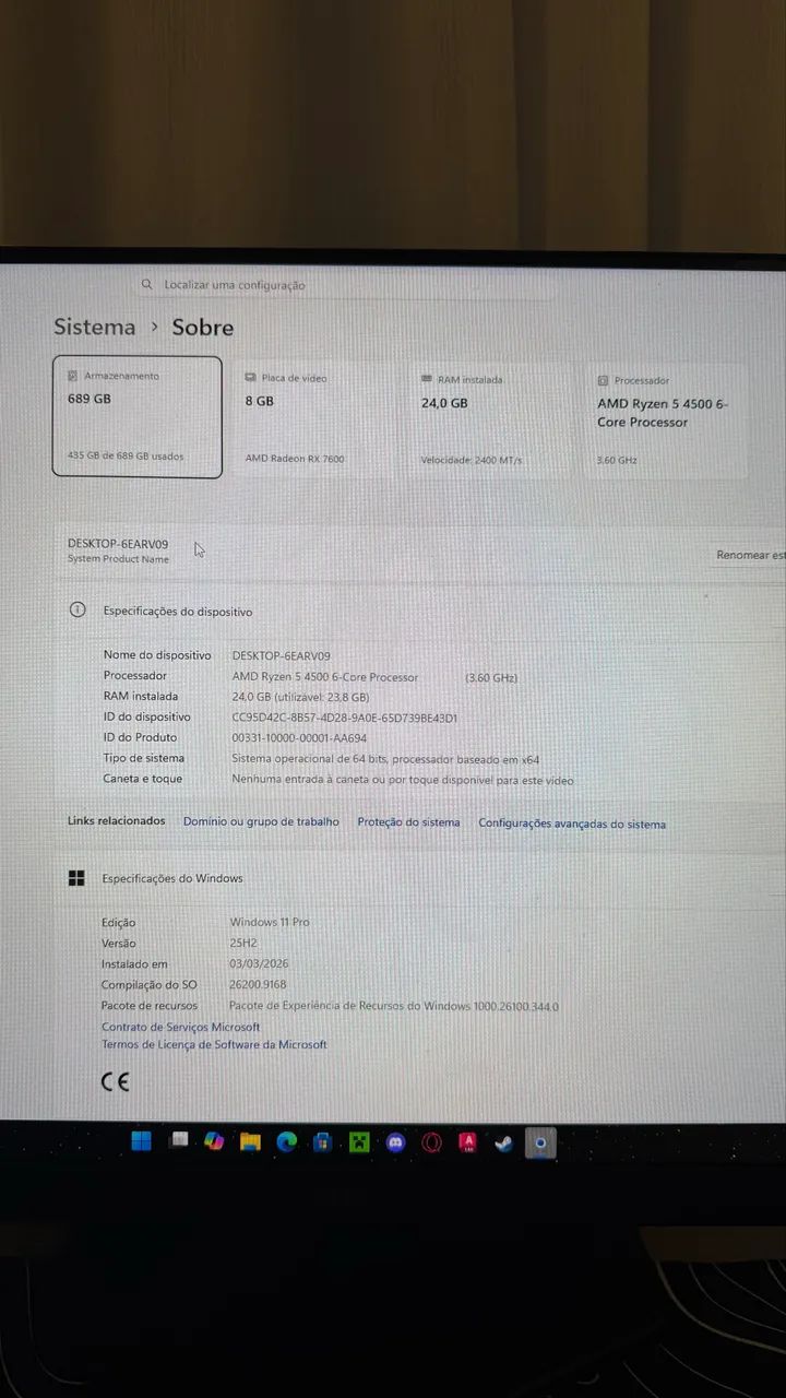 PC GAMER - COM RX 7600 + AOC 180 HZ + FONE HYPERX - Foto 5