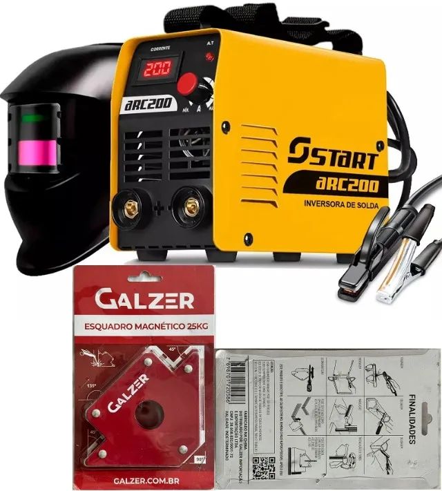 Máquina de Solda Portátil 200A Profissional + Máscara Automática + Esquadro Magnético 25kg - Foto 2