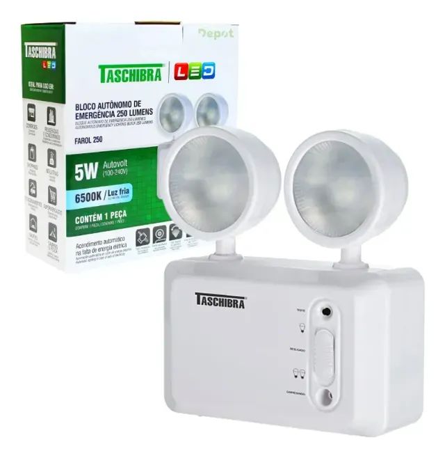 Lâmpada de Emergência 250 Lúmens TASCHIBRA Bivolt 110/220v