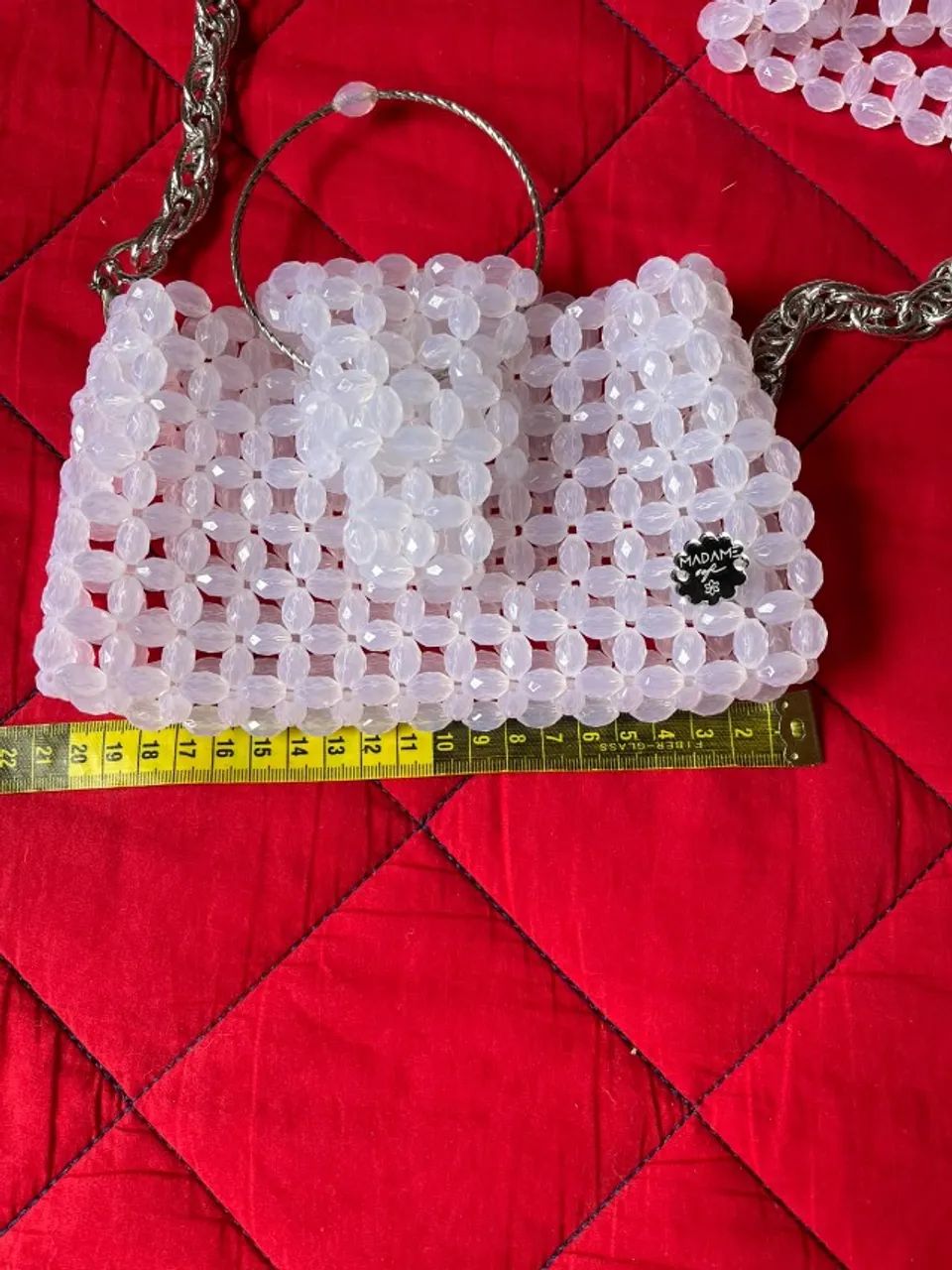 Bolsa clutch de miçangas branca - Foto 3