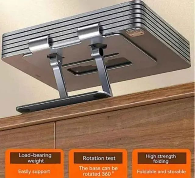  Suporte para Tablet ajustável, telescópico dobrável 360 giratório liga de alumínio - Foto 4
