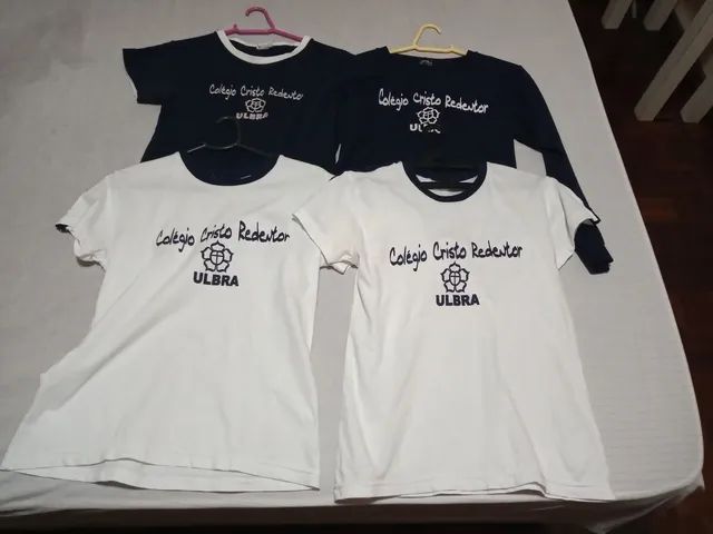 camisetas femininas usadas, 11-12 anos, do Colégio Cristo Redentor, só R$ 60,00!