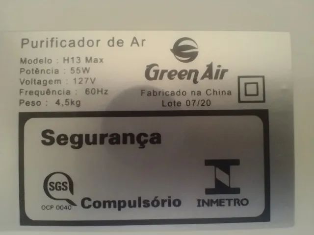   Purificador de Ar Green Air 7 Estágios H13 MAX, 127v. - Foto 3