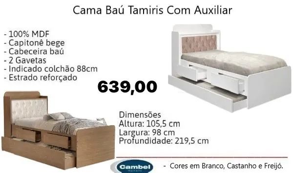 Cama baú c/auxilia!!!ENTREGA IMEDIATA