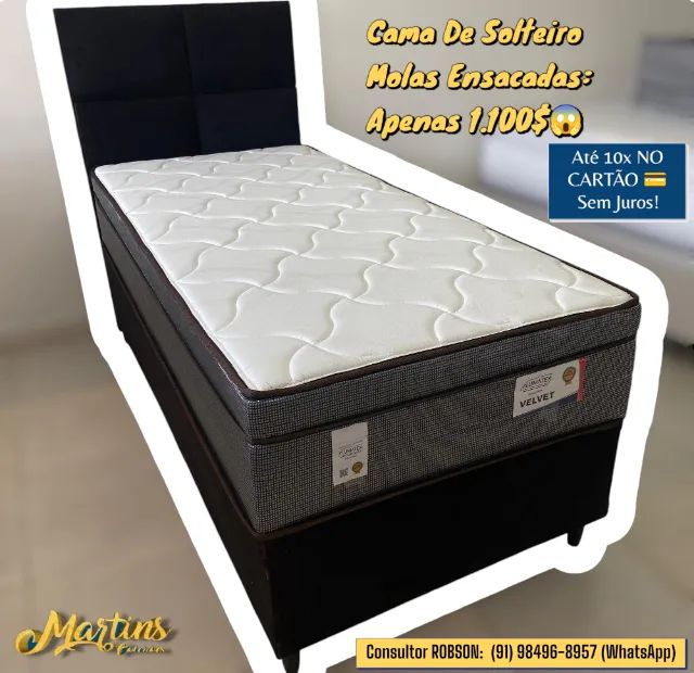 CAMA DE SOLTEIRO, MOLAS ENSACADAS VELVET PLUMATEX 