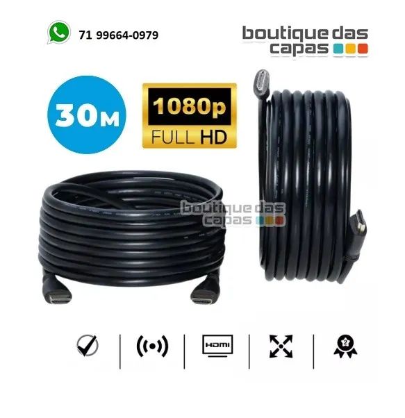 Cabo Hdmi 30 Metros 4K Ultra Hd Blindado 30m 30 metros 1080p