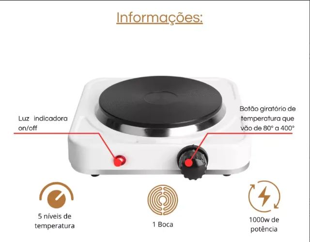 Fogão Cooktop Elétrica 1 Boca 110v - Foto 3