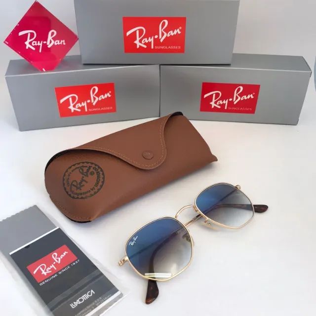 Óculos Ray ban Hexagonal Blue Lentes de cristal - Foto 6