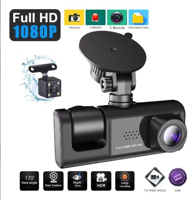 Câmera Veicular  Dash De 3 Canais Hd 1080 - Foto 2