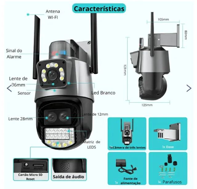 Camera de Segurança Inteligente Leboss LB-CA247 Ptz De Lente Dupla Wifi Full Hd Aplicativo - Foto 3
