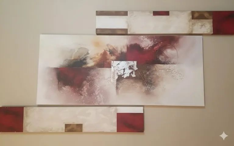 Quadro conjunto abstrato 1 de 1,40 x 0,59 e 2 de 1,20 x 0,20