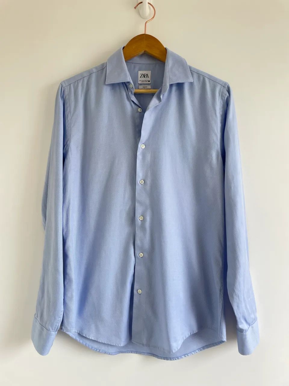 Camisa masculina P azul claro manga longa Zara 