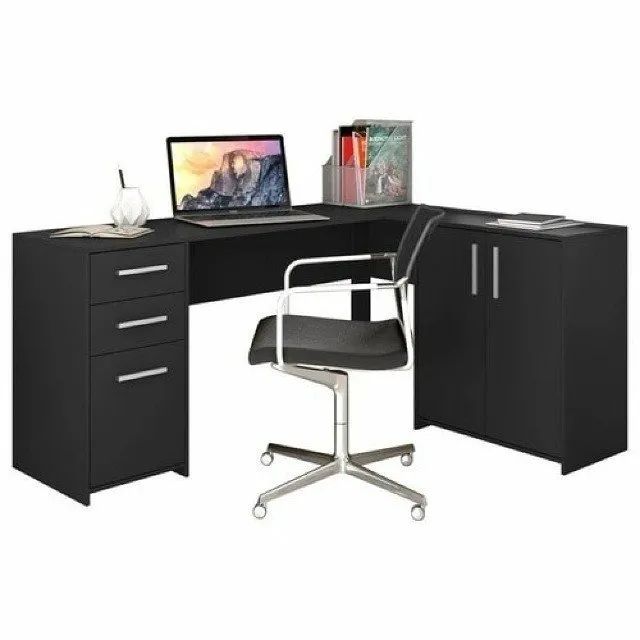 Mesa para Escritório 2 Portas 3 Gavetas Preto Tx Nt2005 - Foto 2