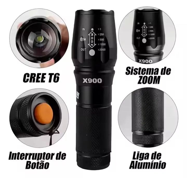Lanterna tática militar x900 com Zoom - Foto 5