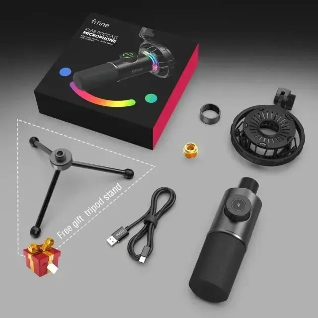 Microfone USB Fifine K658 - Dinâmico, RGB, na Caixa [URGENTE] - Foto 3